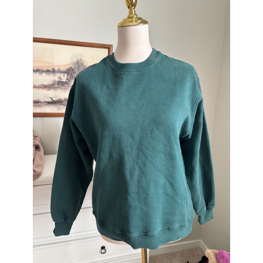 Hollister Dark Forest Green Crewneck Sweatshirt XXS Y2K Fleece Pullover Basic
